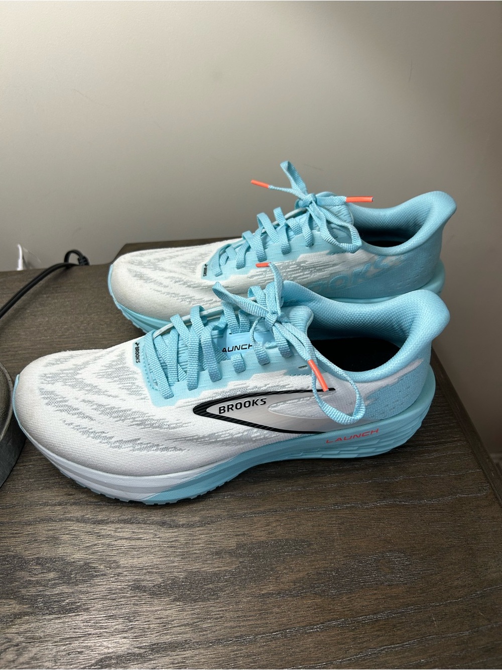 Brooks Women’s Launch Running Shoes - Light Blue/White with Coral Accents